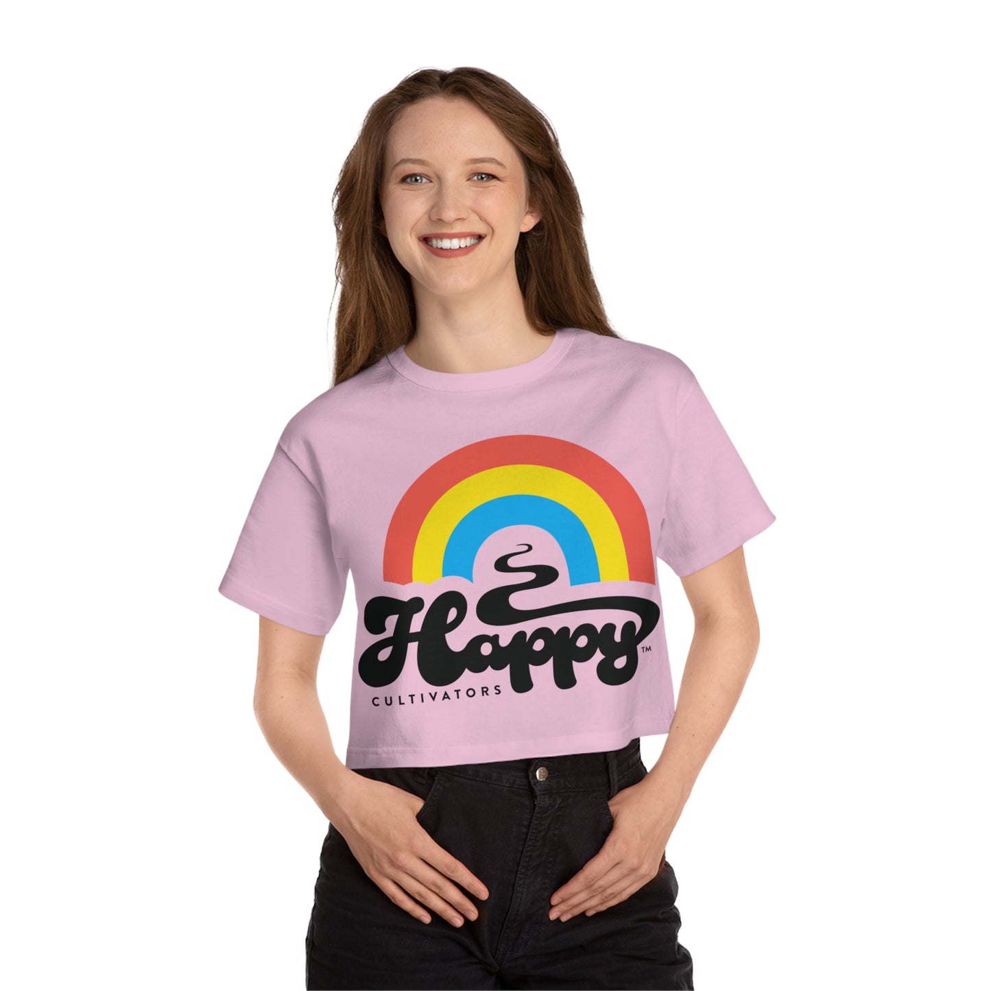 Champion Women's Heritage Cropped T-Shirt Black Logo